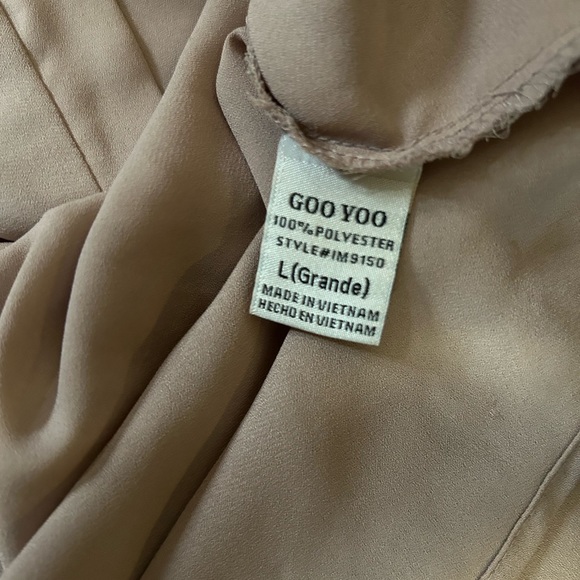 GOO YOO Beige Light Weight Long Sleeve Blouse Large - Picture 6 of 6